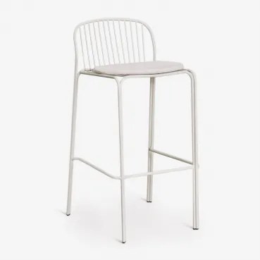 Taburete Alto De Jardim Em Aço Anerina ↑75 Cm & Branco Acinzentado & Branco Glacial - Sklum