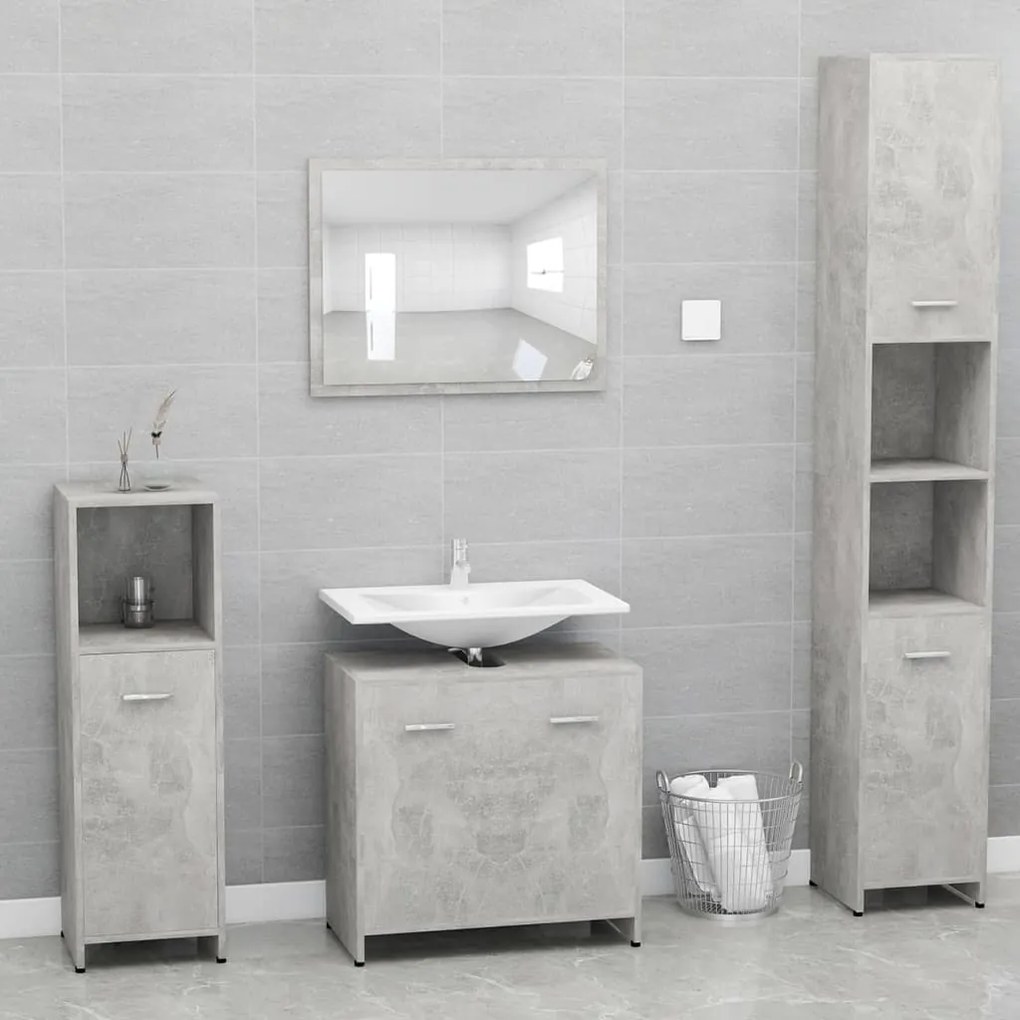 802583 vidaXL Conj. móveis casa de banho derivados madeira cinzento cimento