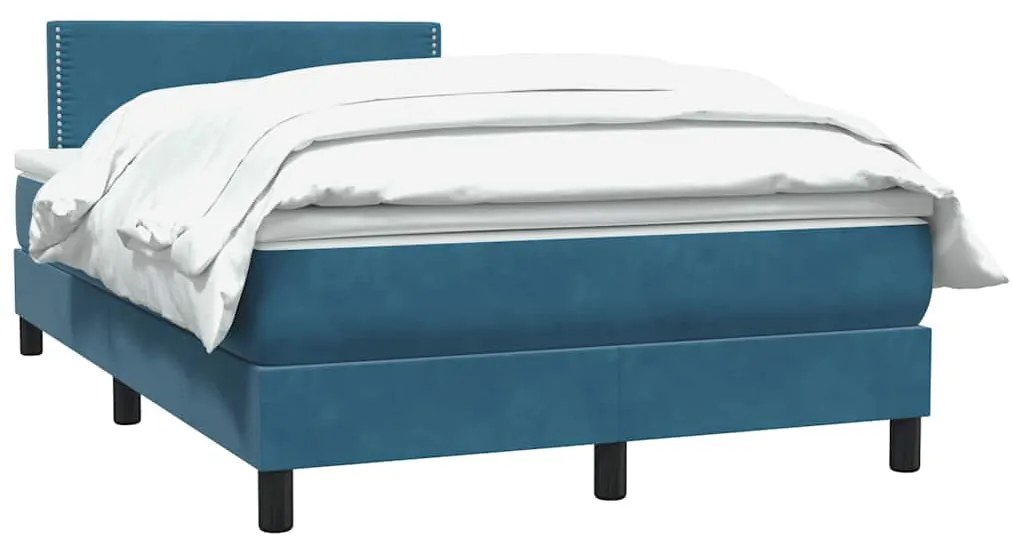 Cama com molas/colchão 120x210 cm veludo azul-escuro