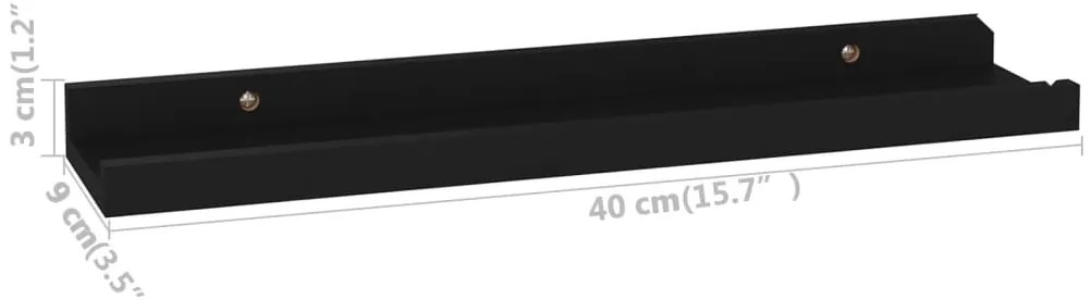 Prateleiras de parede 4 pcs 40x9x3 cm preto