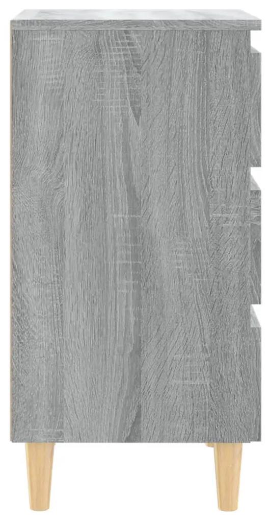 Mesa de cabeceira c/ pernas de madeira 40x35x69 cm sonoma cinza