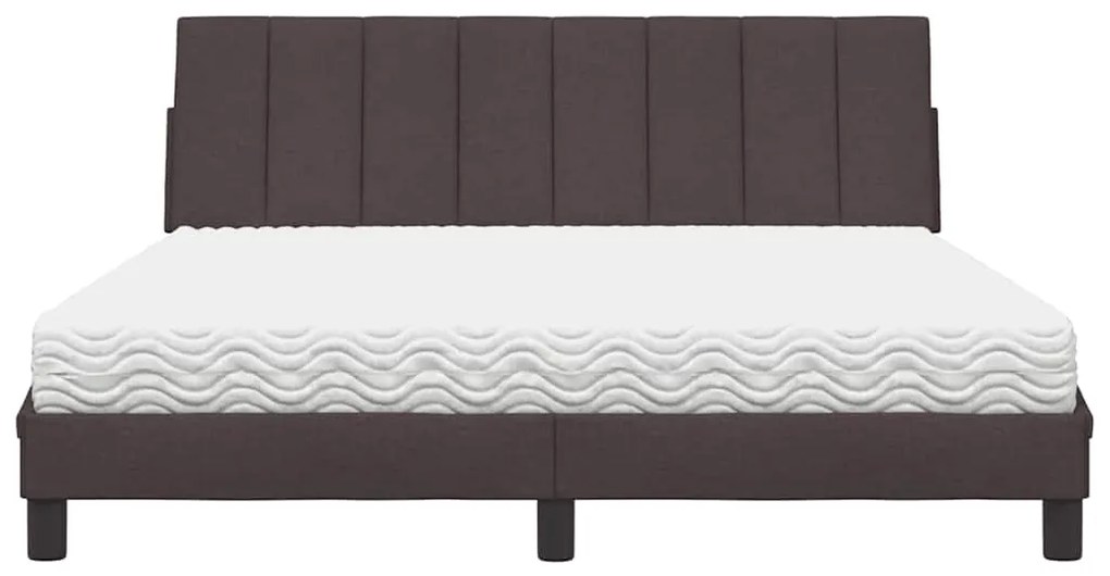 Cama com colchão 160x200 cm tecido castanho-escuro