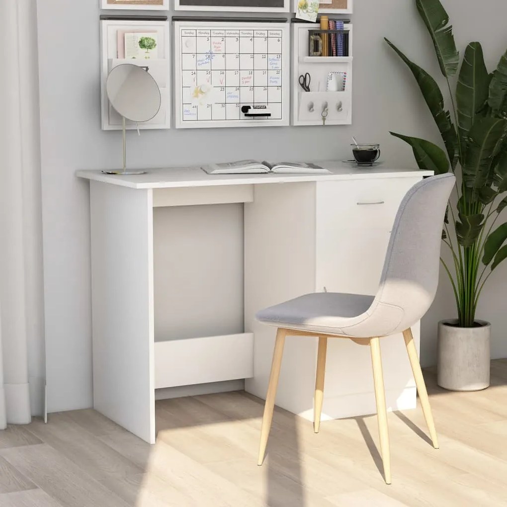 801080 vidaXL Secretária 100x50x76 cm contraplacado branco