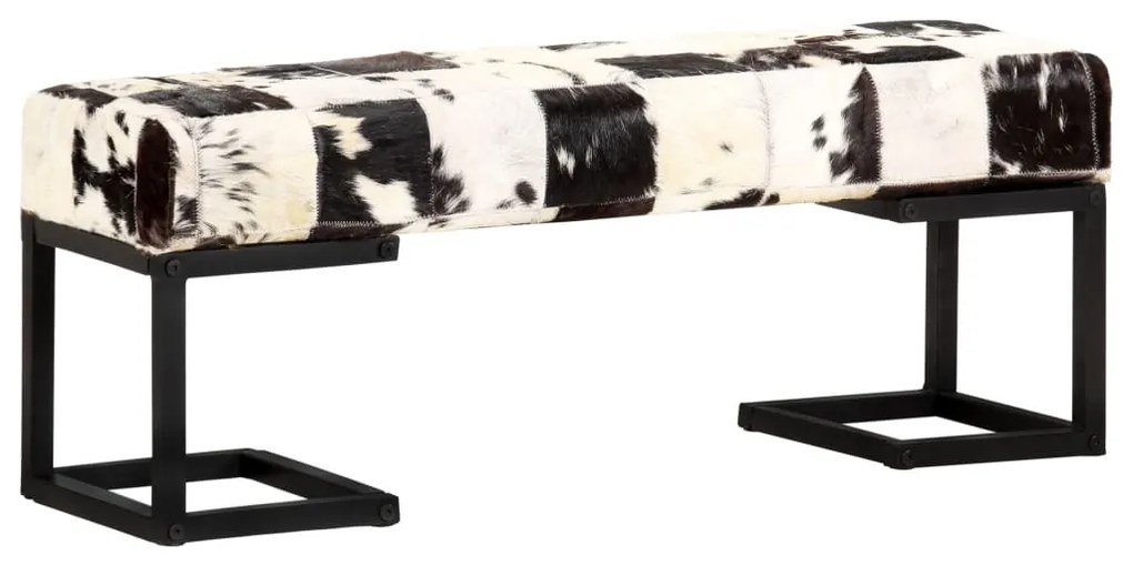 vidaXL Banco 110 cm retalhos de couro de cabra genuíno preto