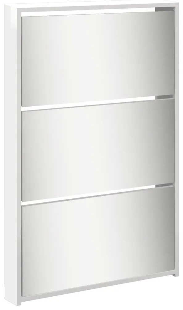 Sapateira c/espelho 5 divisórias 63x17x169,5cm branco brilhante