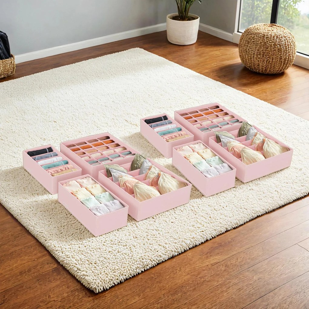 Conjunto de 8 organizadores de roupa interior rosa