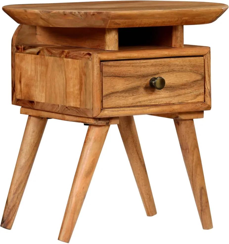 Mesa de cabeceira em madeira de acácia maciça 45x35x45 cm