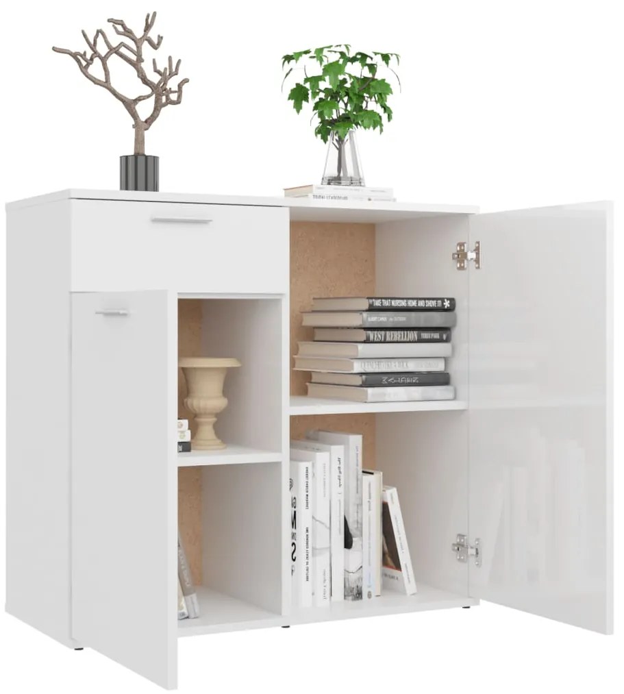 Aparador 80x36x75 cm derivados de madeira branco brilhante