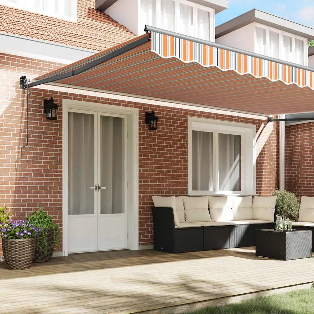 Toldo Retrátil Automático Listras Multicoloridas 500x300 cm