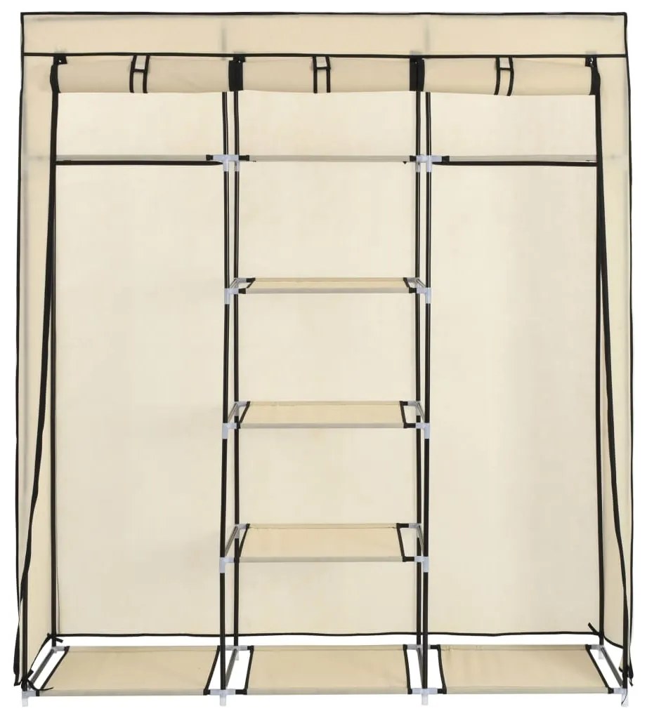 Roupeiro c/ compartimentos e varões 150x45x175 cm tecido creme