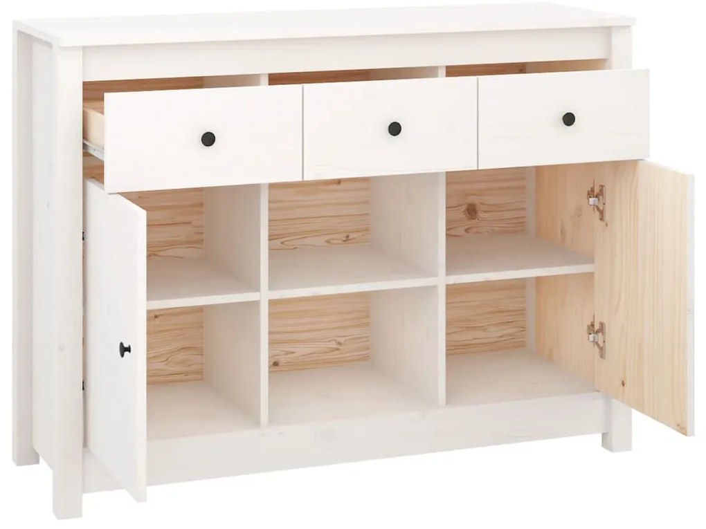 Aparador 100x35x74,5 cm madeira de pinho maciça branco