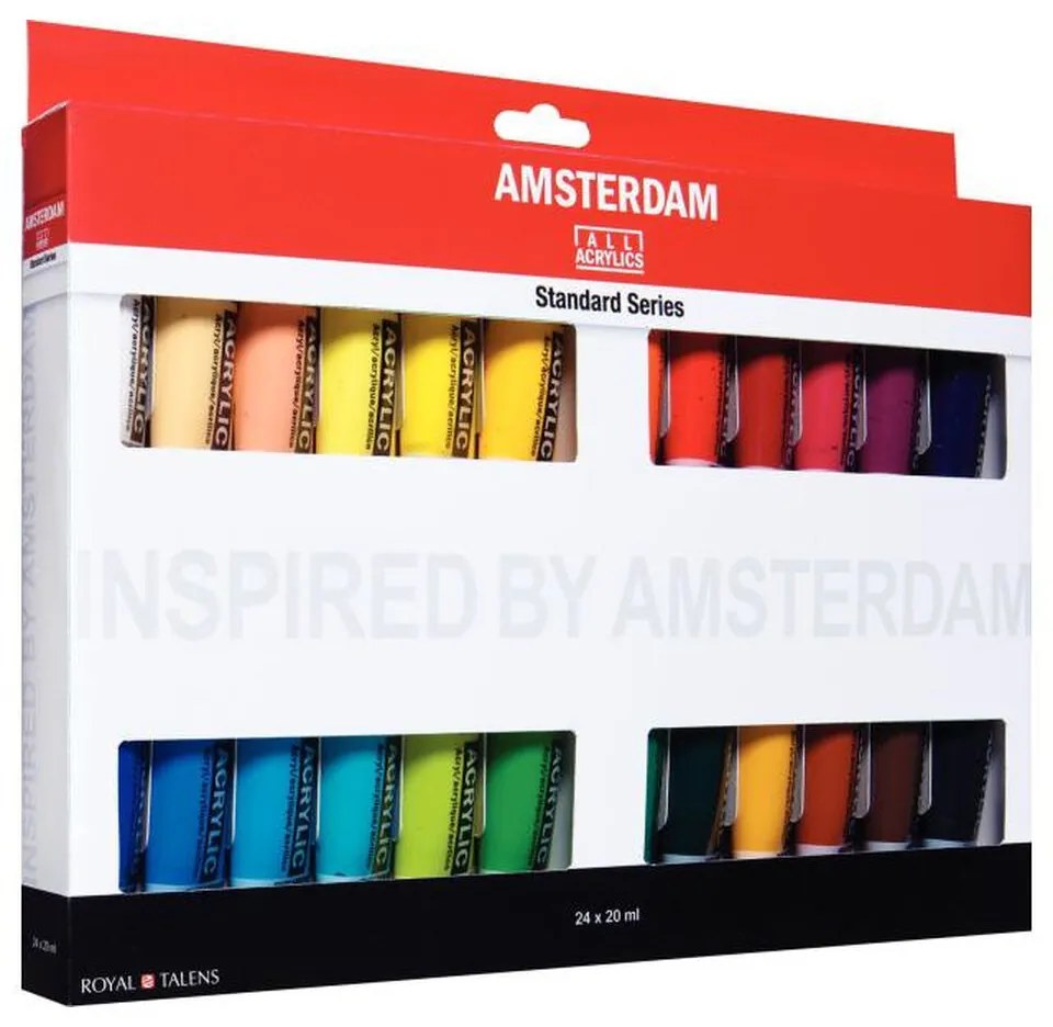 Conjunto de Pintura Talens Amsterdam 24 Peças Tinta Acrílica