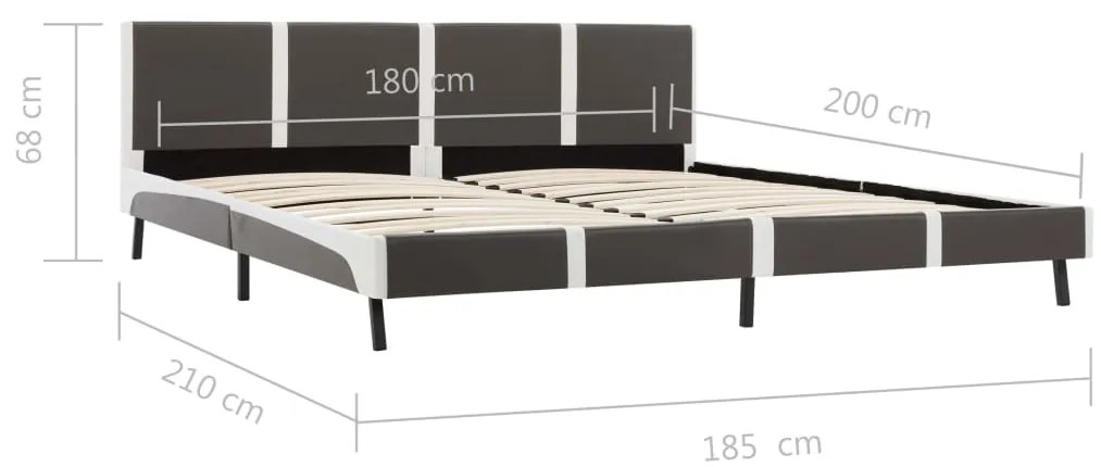 Estrutura de cama 180x200 cm couro artificial cinzento e branco