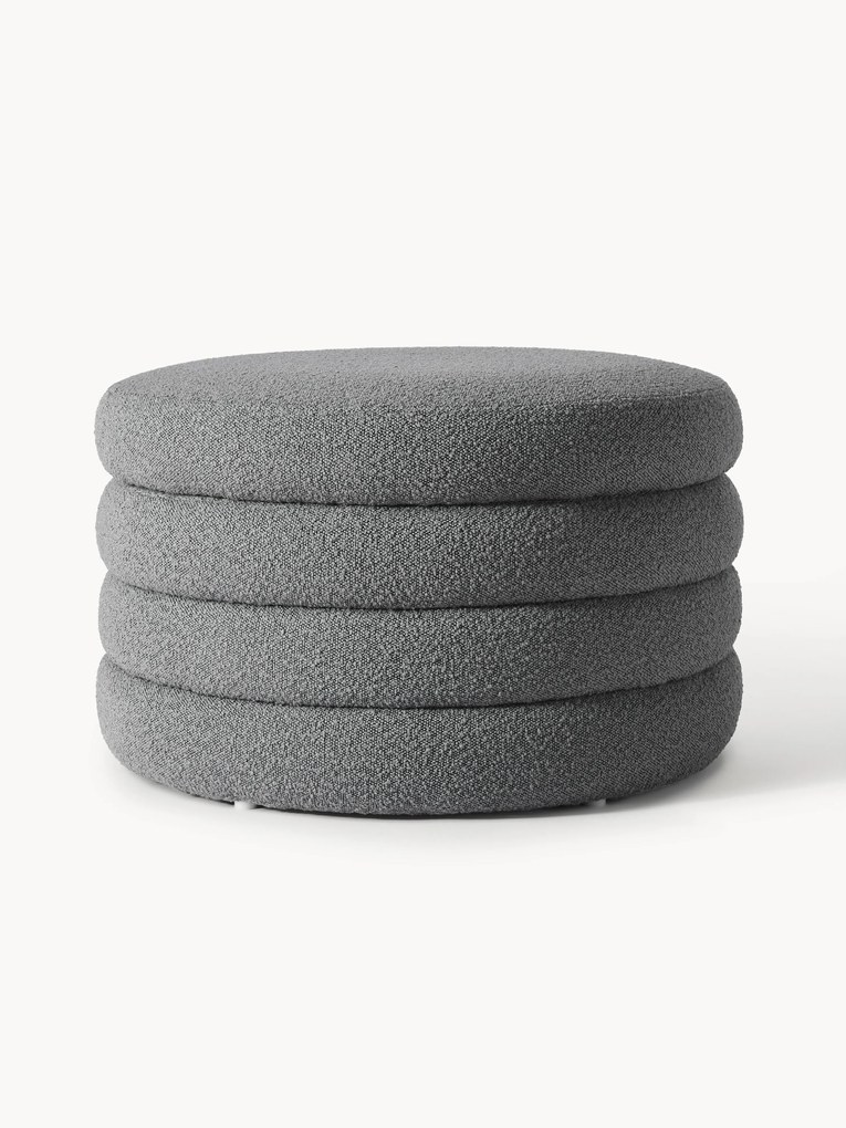 XL Bouclé Upholstered Stool Alto with Storage Space