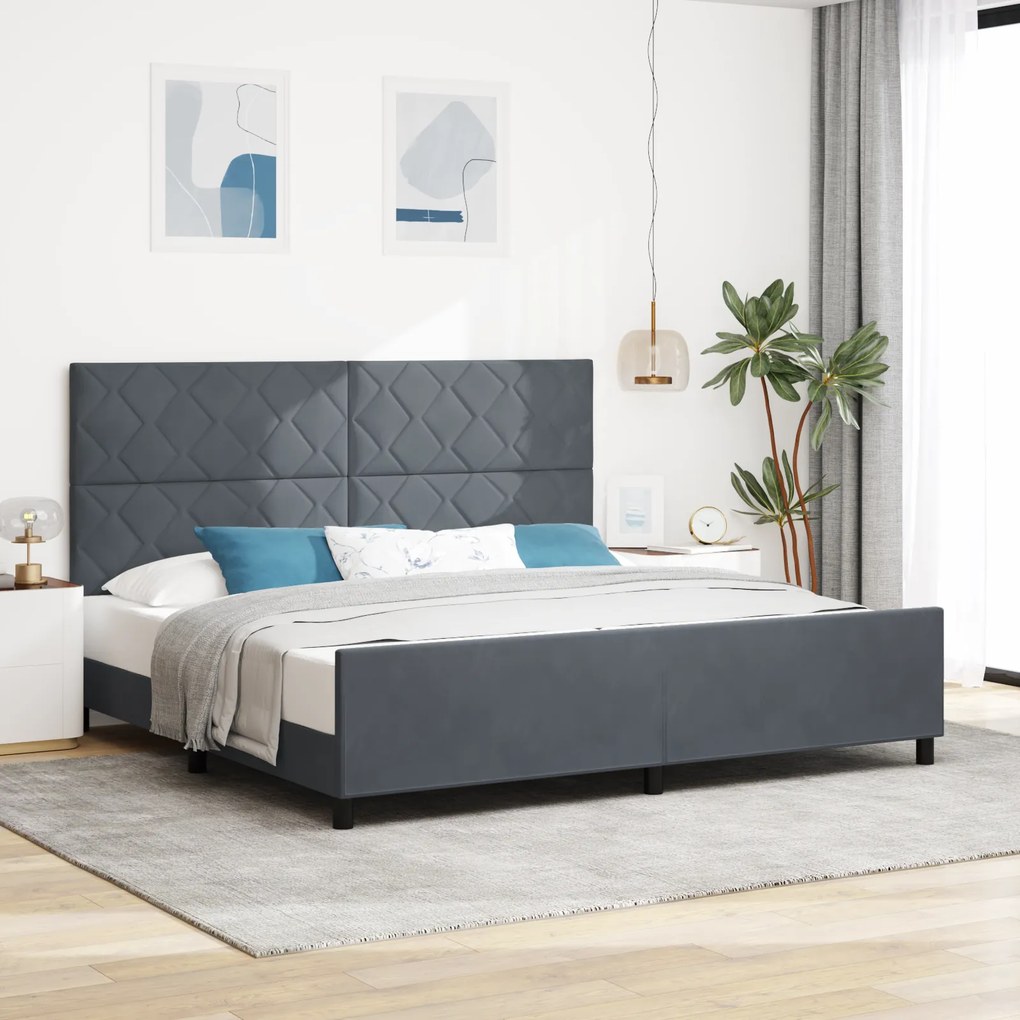Cama de Veludo Cinza Escuro vidaXL 200x200 cm