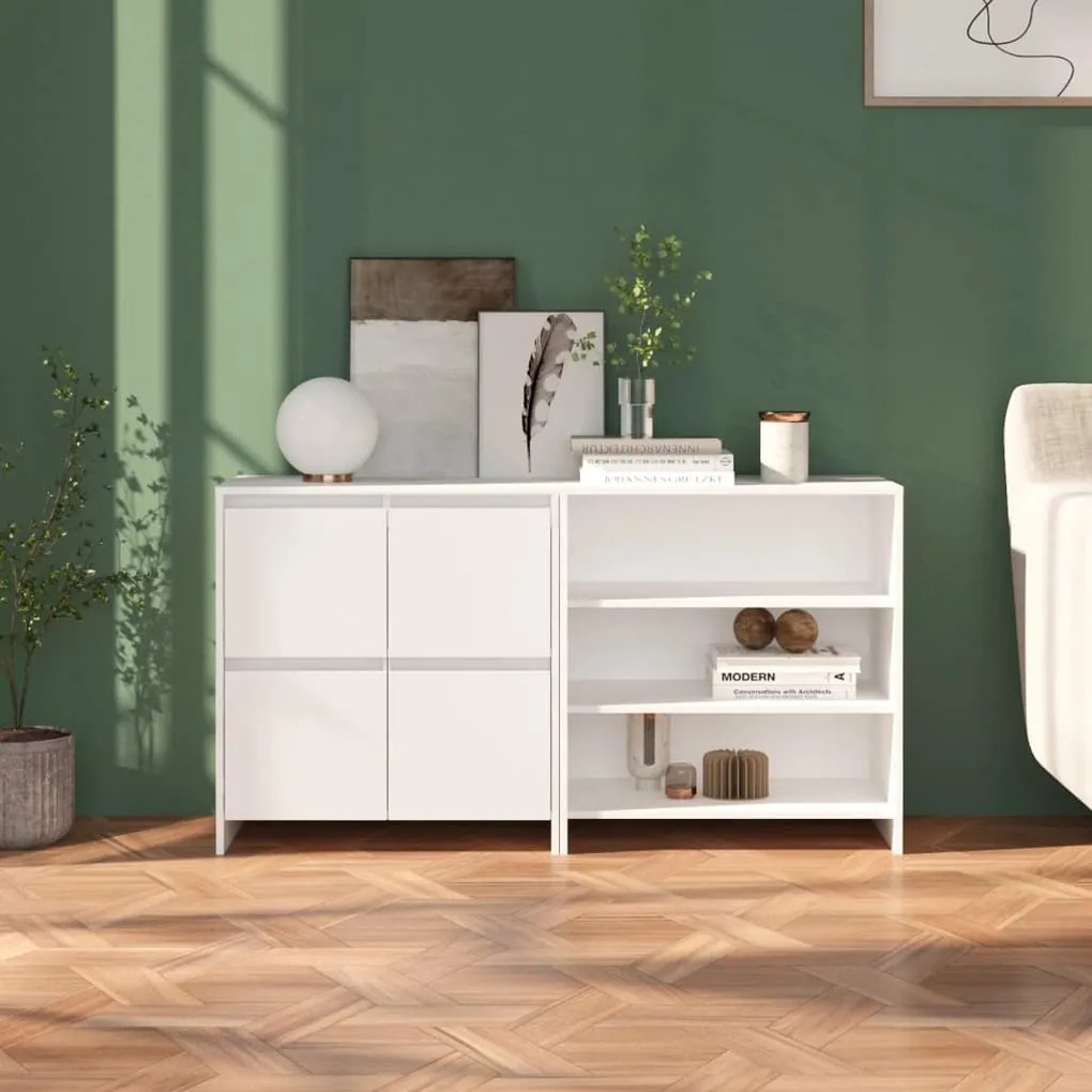 vidaXL 2 pcs aparador em madeira processada branco