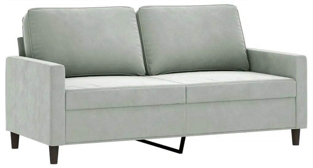 2 pcs conjunto de sofás com almofadões veludo cinzento-claro