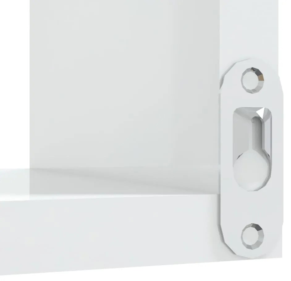 Estantes canto p/ parede 2pcs deriv. madeira branco brilh.