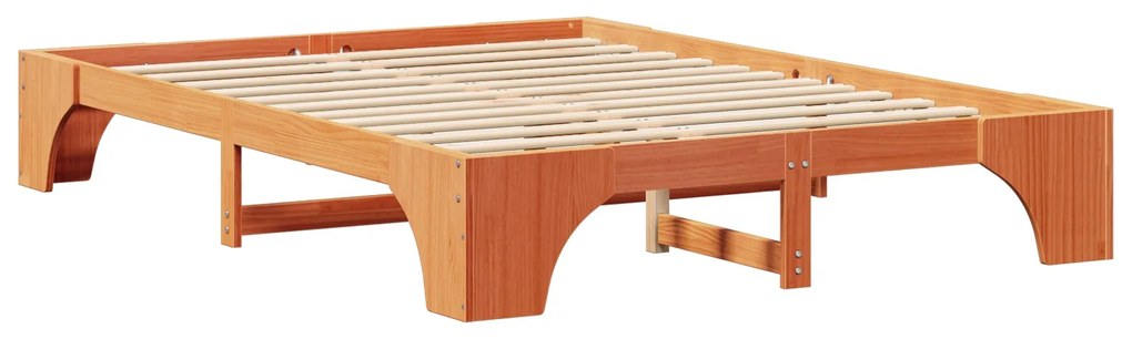 Estrutura de Cama Marrom Encerado Madeira maciça 140 x 200 cm