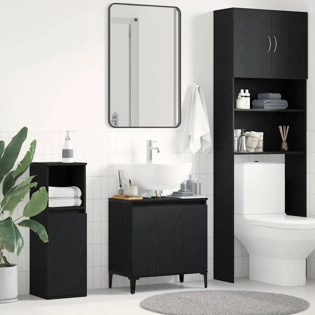 vidaXL Armário de lava-louça com porta Carvalho preto 58 x 33 x 60 cm