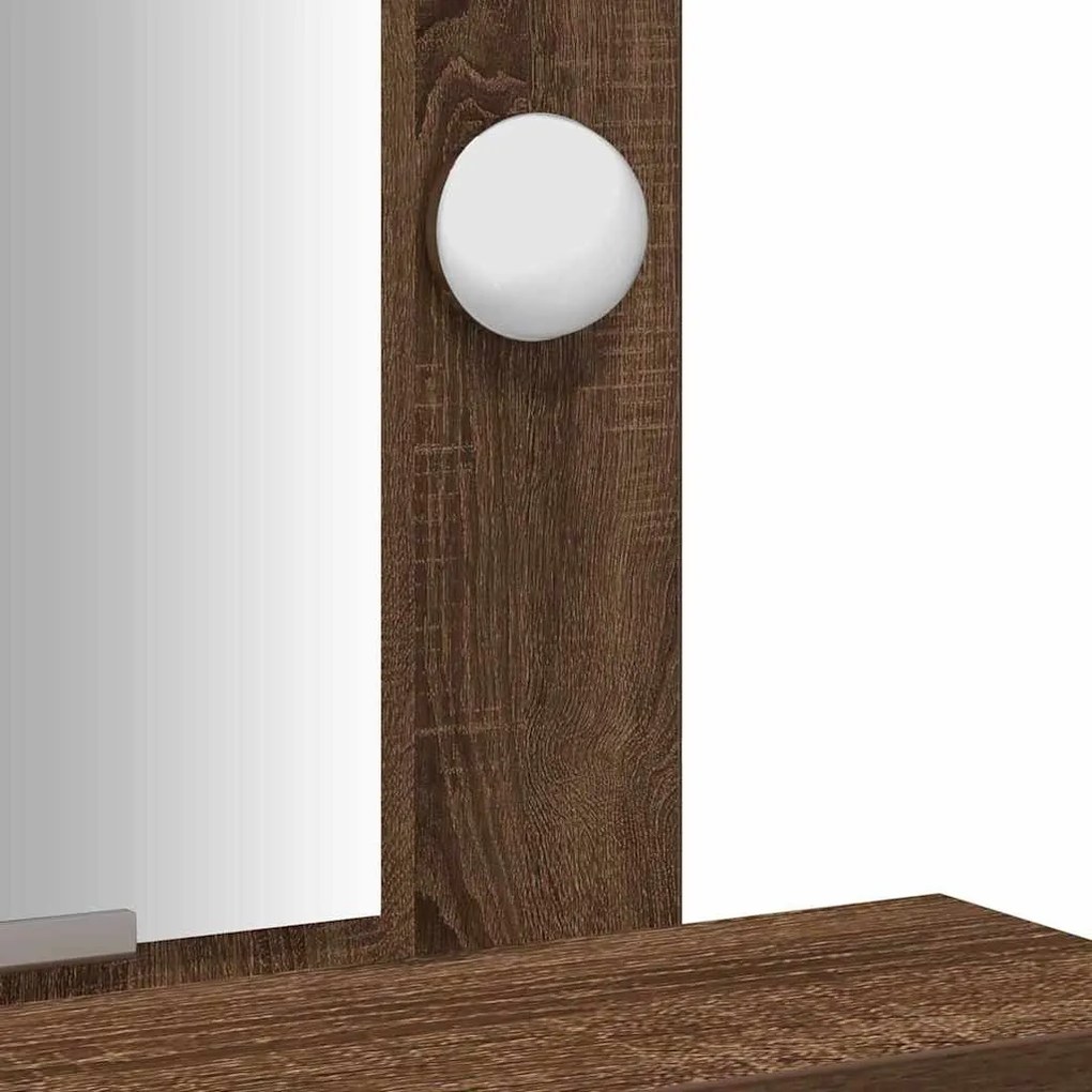 Mesa de Maquiagem vidaXL com Luzes LED Castanho Carvalho 50x41x140 cm