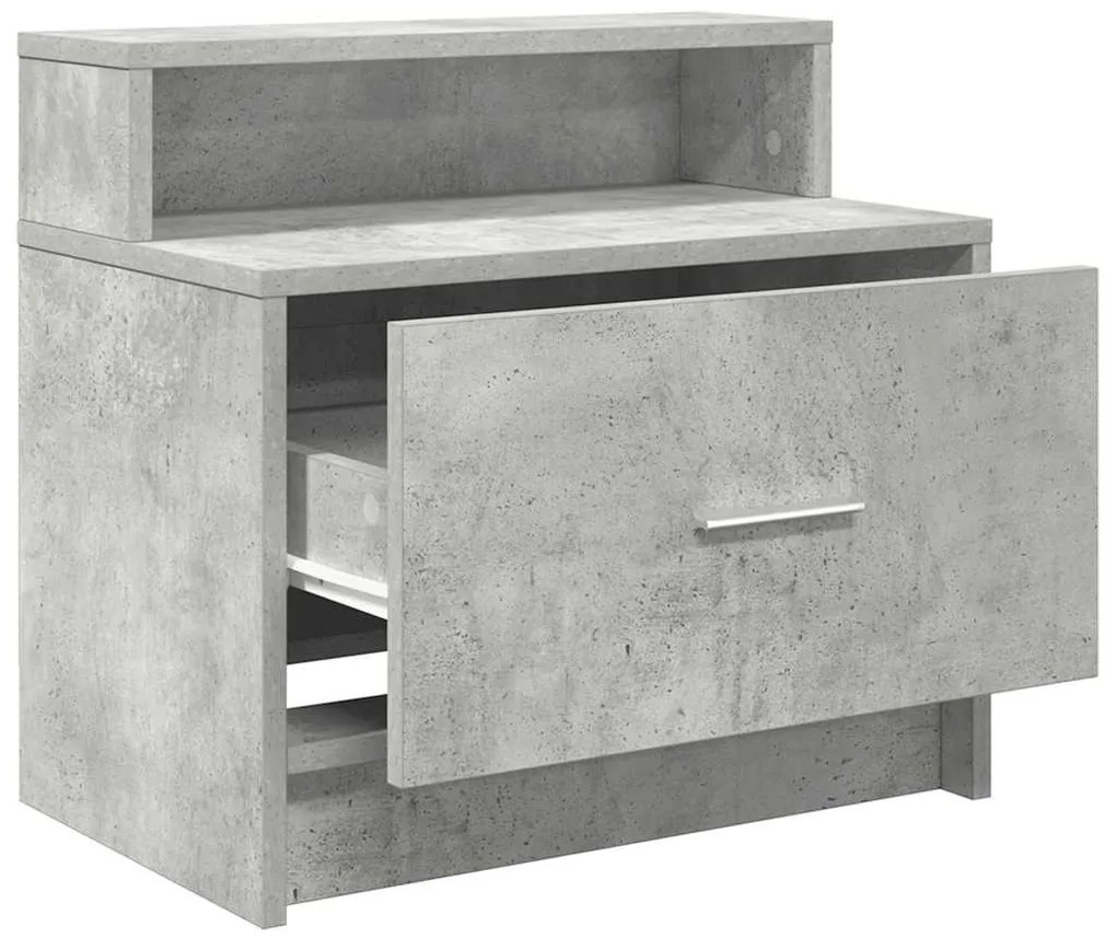 Mesas de cabeceira com gaveta 2 pcs 51x31x47cm cinzento cimento