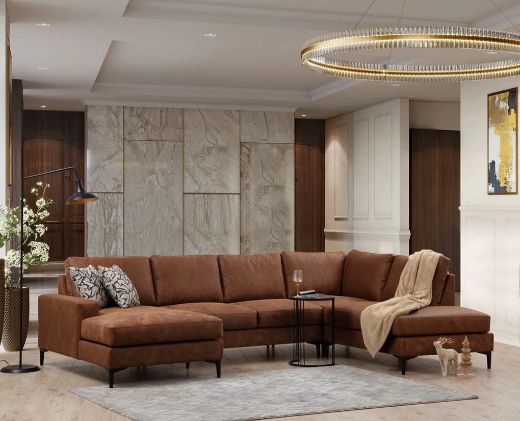 **** Sofá de Canto Porto Corner – Camel – 155 cm x 314 cm x 200 cm
**
