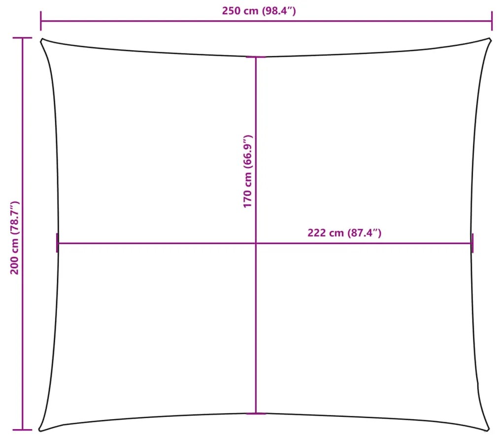 Para-sol estilo vela tecido oxford retangular 2x2,5 m antracite