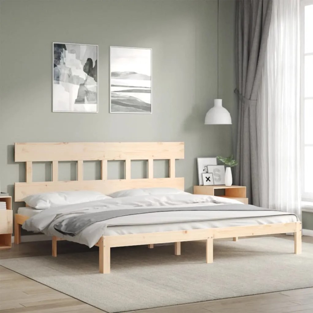 Cama sem colchão 200x200 cm madeira de pinho maciça