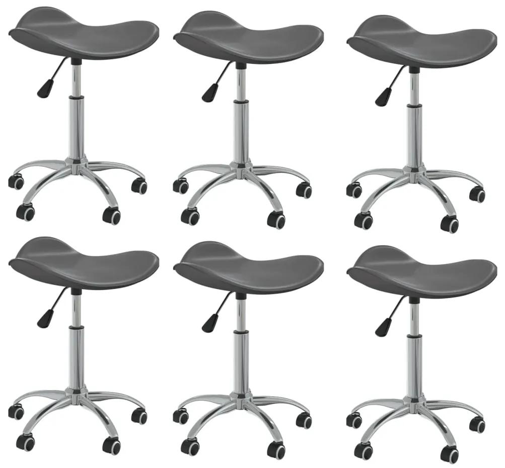 Cadeiras de jantar giratórias 6 pcs couro artificial cinzento