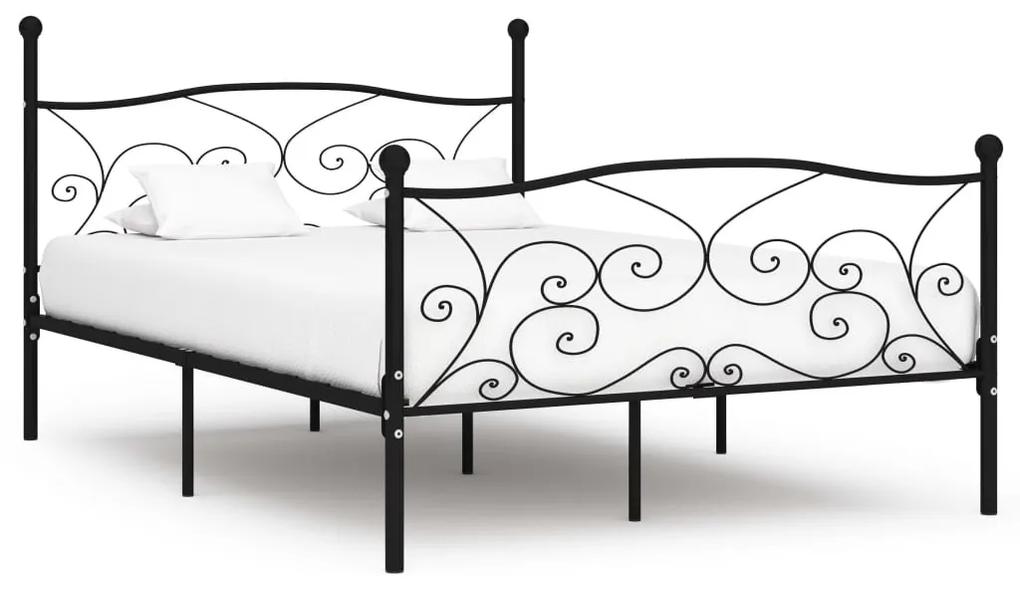 Estrutura de cama com estrado de ripas 160x200 cm metal preto