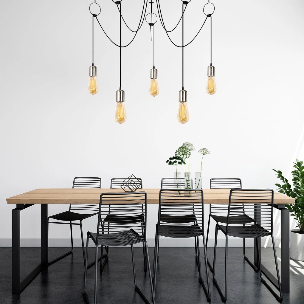 Candeeiro de Teto Sirin – Preto Níquel – 100 cm de diâmetro, 111 cm de