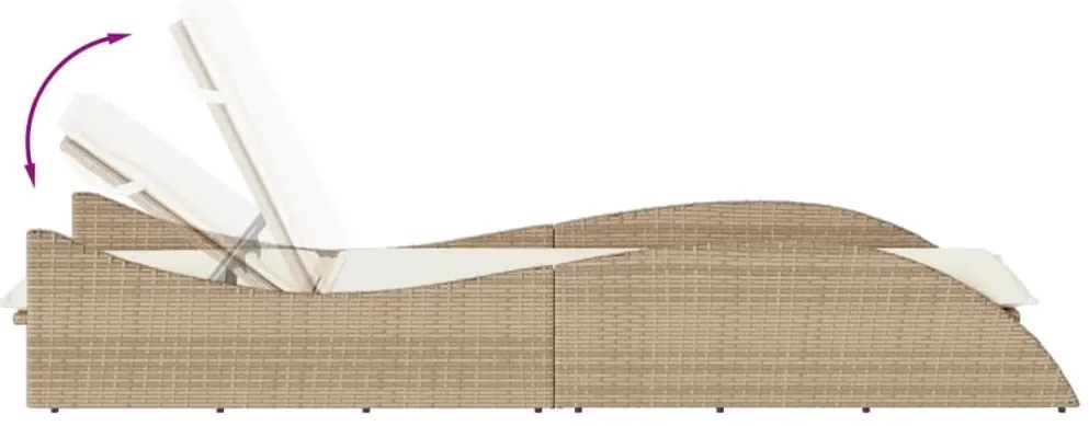 Espreguiçadeira com almofadão 60x205x73 cm vime PE bege