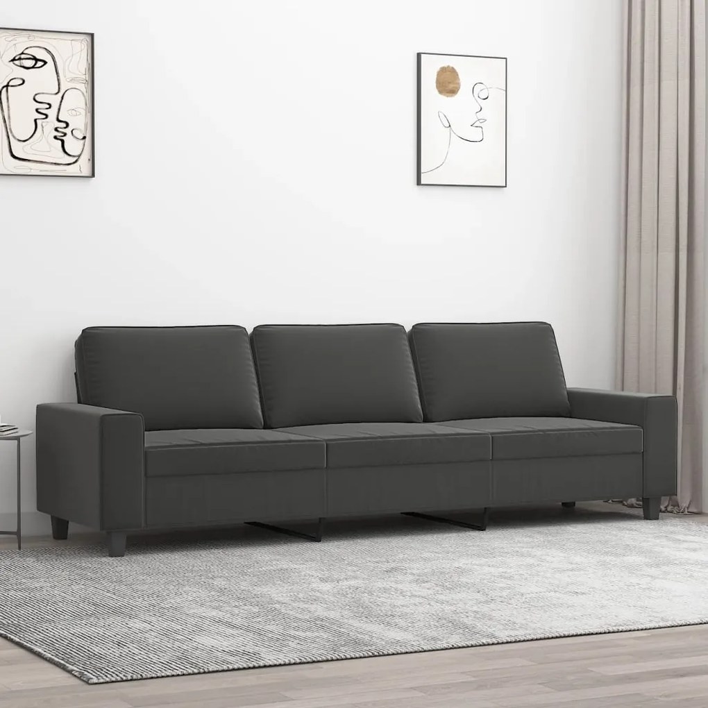 vidaXL Sofá de 3 lugares 210 cm tecido de microfibra cinzento-escuro