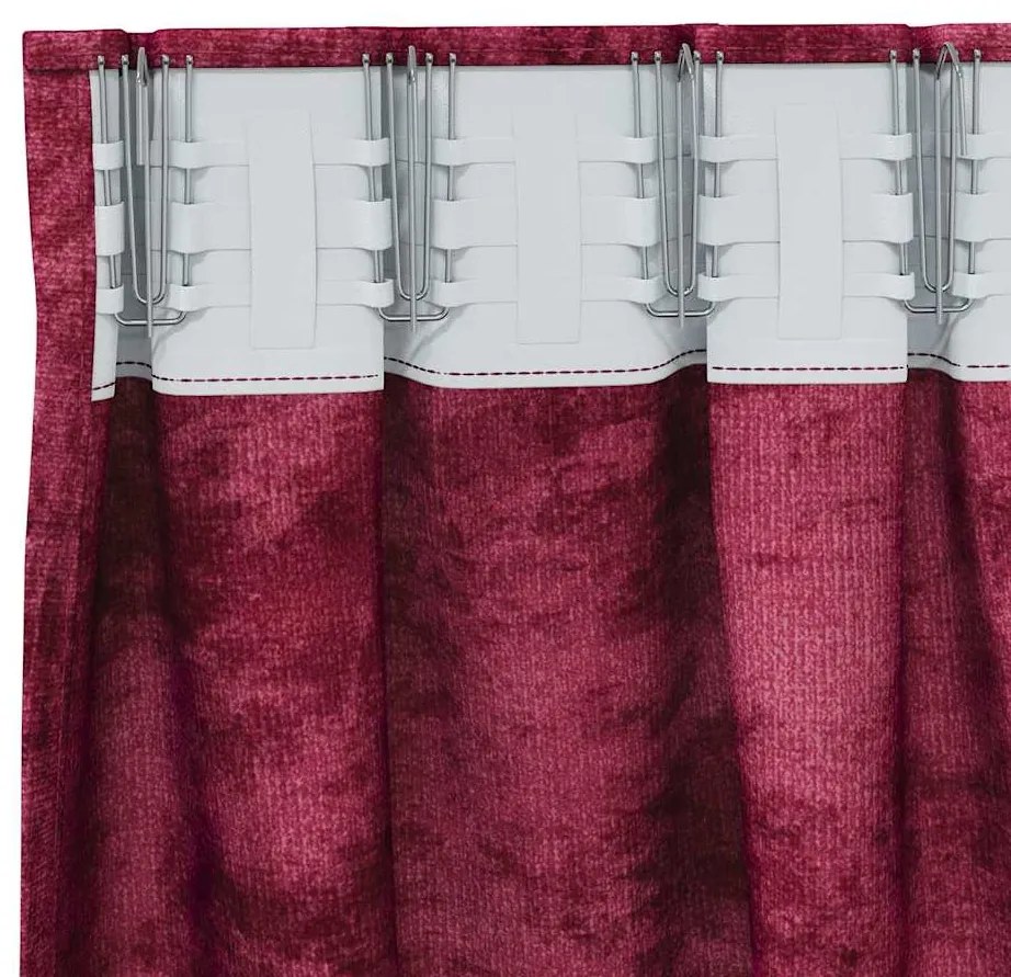 Cortinas de Veludo 2 Peças com Ilhós Vermelho Vinho 245x140 cm