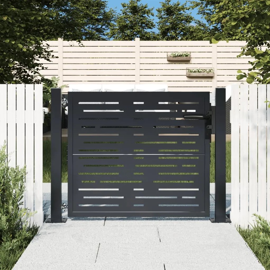 vidaXL Portão de jardim 105x105 cm aço design quadrados antracite