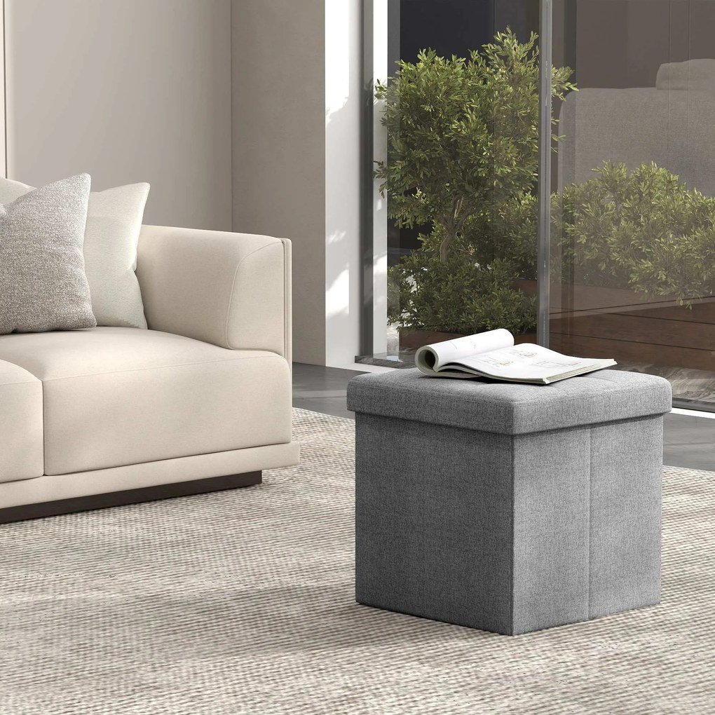 Banco com espaço de arrumação 30 x 30 x 30 cm cinzento claro