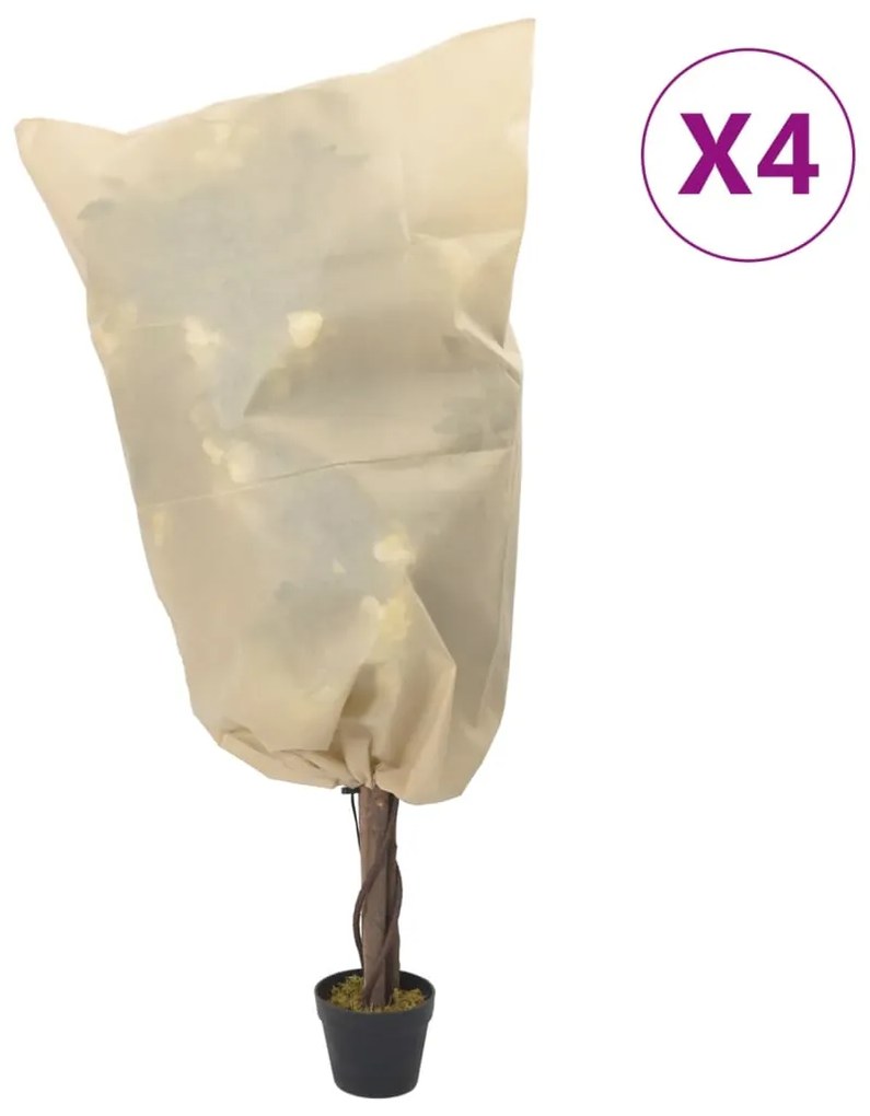 vidaXL Coberturas para plantas com cordão 4 pcs 70 g/m² 0,8x0,8 m