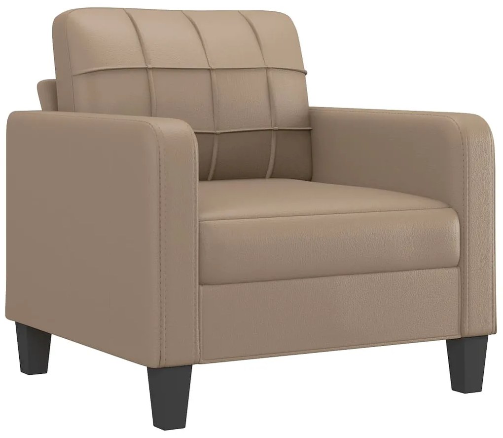 3 pcs conjunto sofás c/ almofadões couro artificial cappuccino