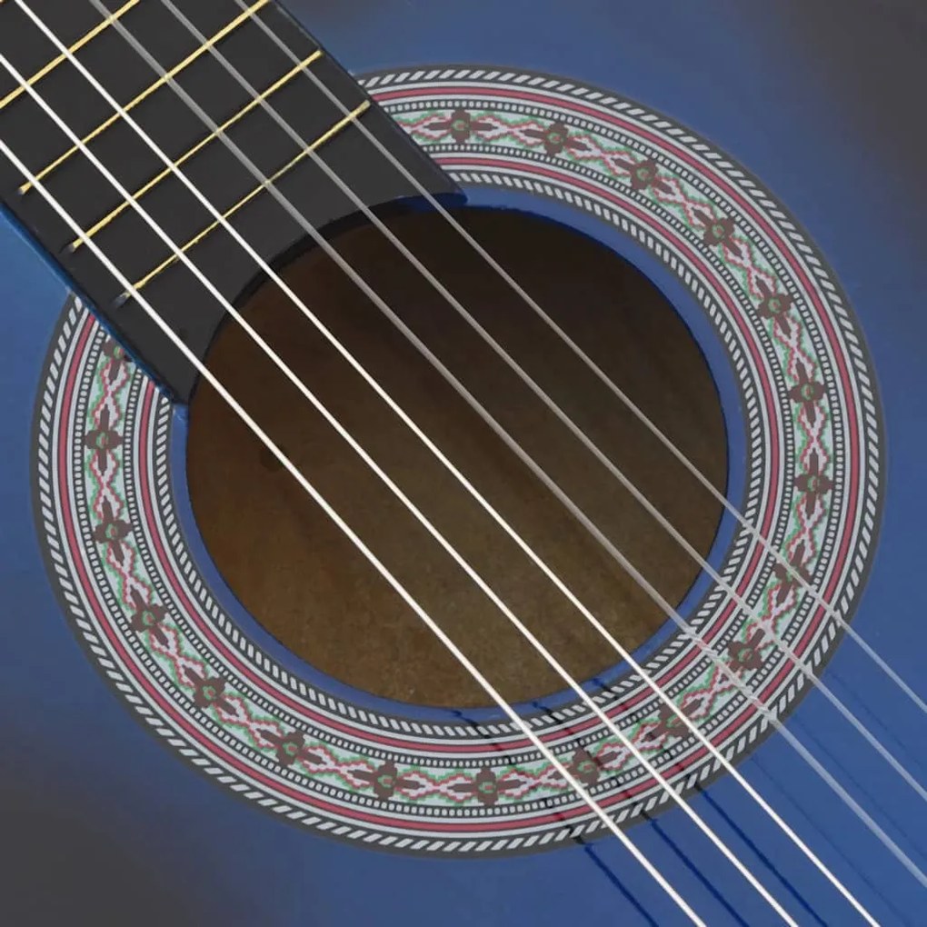 12 pcs conjunto de guitarra clássica com 6 cordas 38" azul