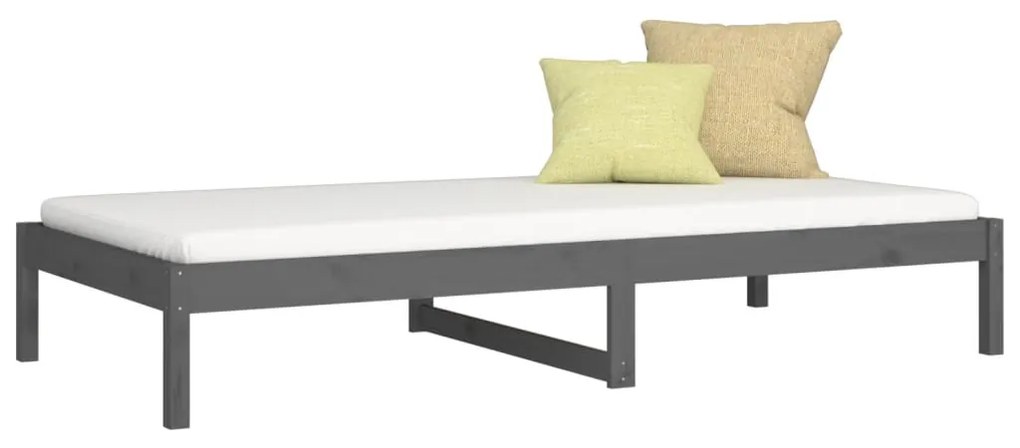 Sofá-cama de solteiro 90x190 cm madeira de pinho maciça cinza