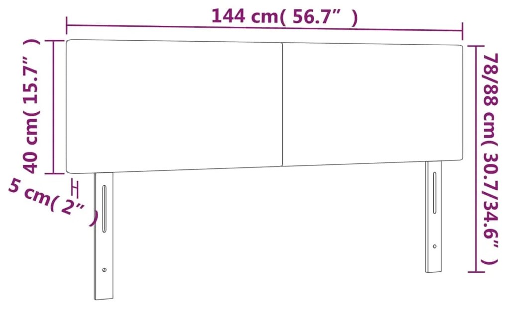 Cabeceira de cama c/ LED couro artificial 144x5x78/88 cm branco