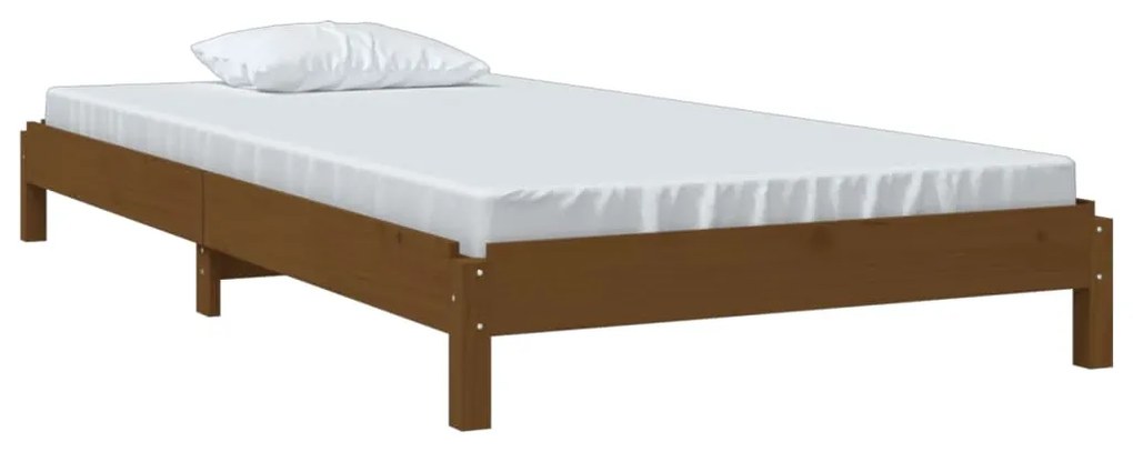 Cama empilhável 90x190 cm madeira de pinho maciça castanho mel