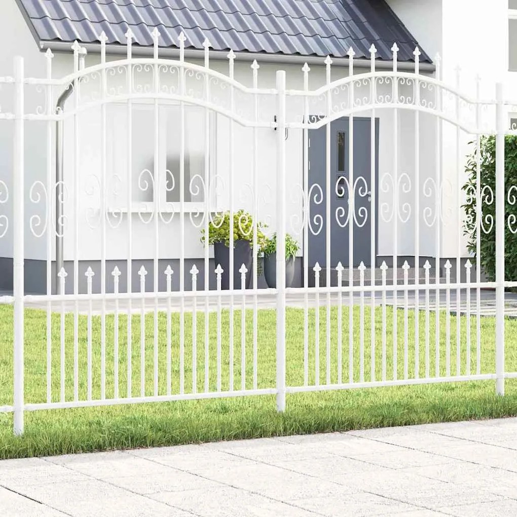vidaXL Cerca de jardim Branco 190 cm Aço com Revestimento em Pó
