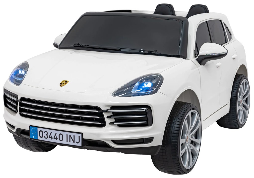 Carro elétrico para Crianças 12V Porsche Cayenne S Rodas de EVA, Assento de couro Branco Pintado