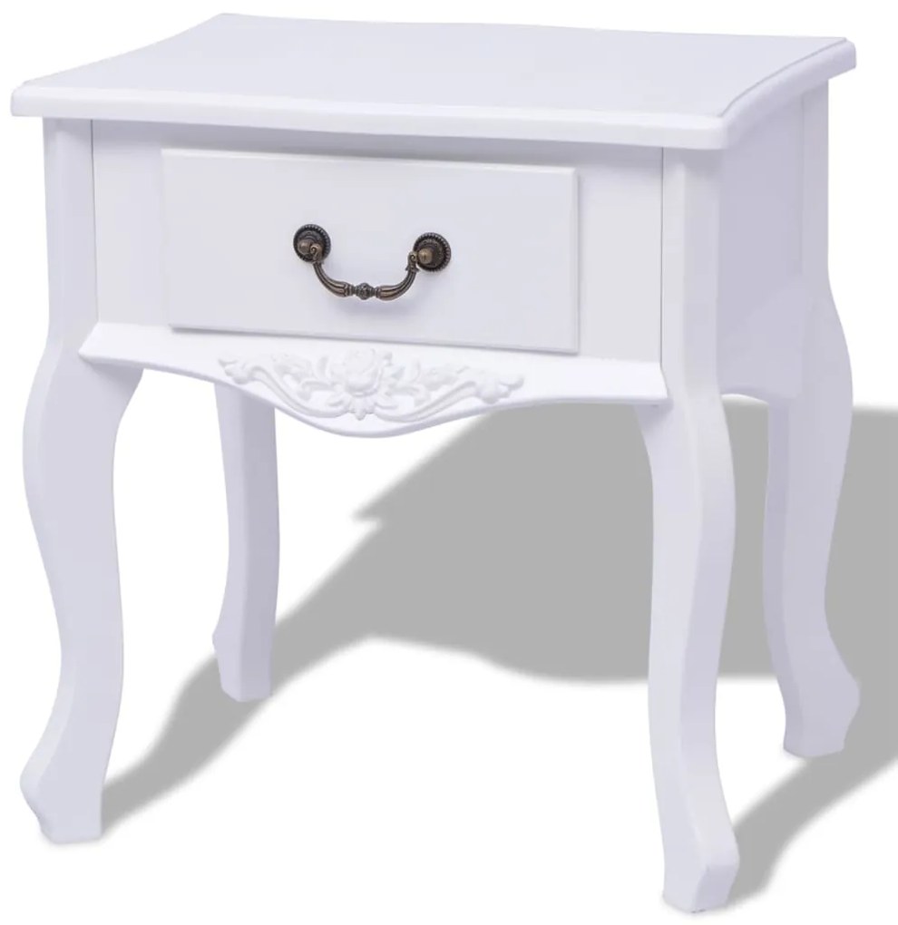 Mesas de cabeceira, 2 pcs, MDF, branco