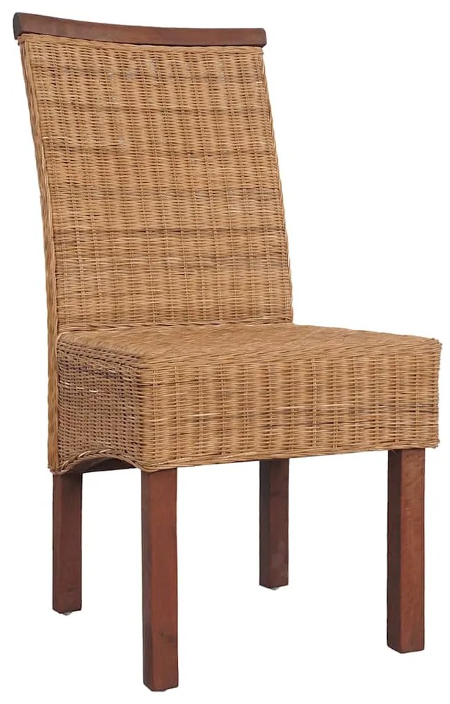 Cadeiras de jantar 2 pcs vime genuíno castanho