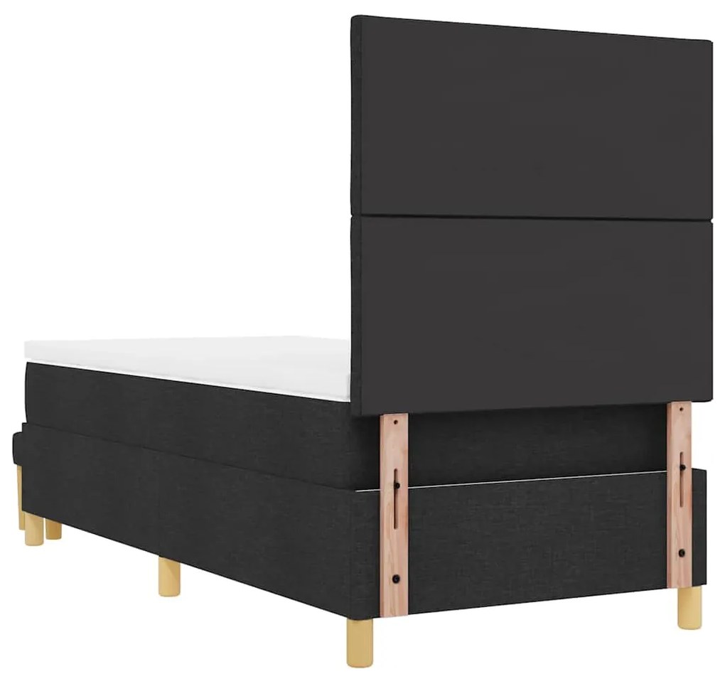 Cama Box com Colchão &amp; Banco Preto 100x200 cm Tecido