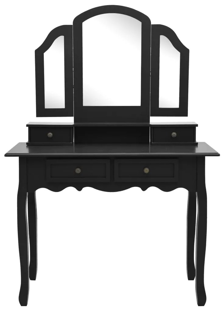 Conjunto toucador c/ banco 100x40x146cm madeira paulownia preto