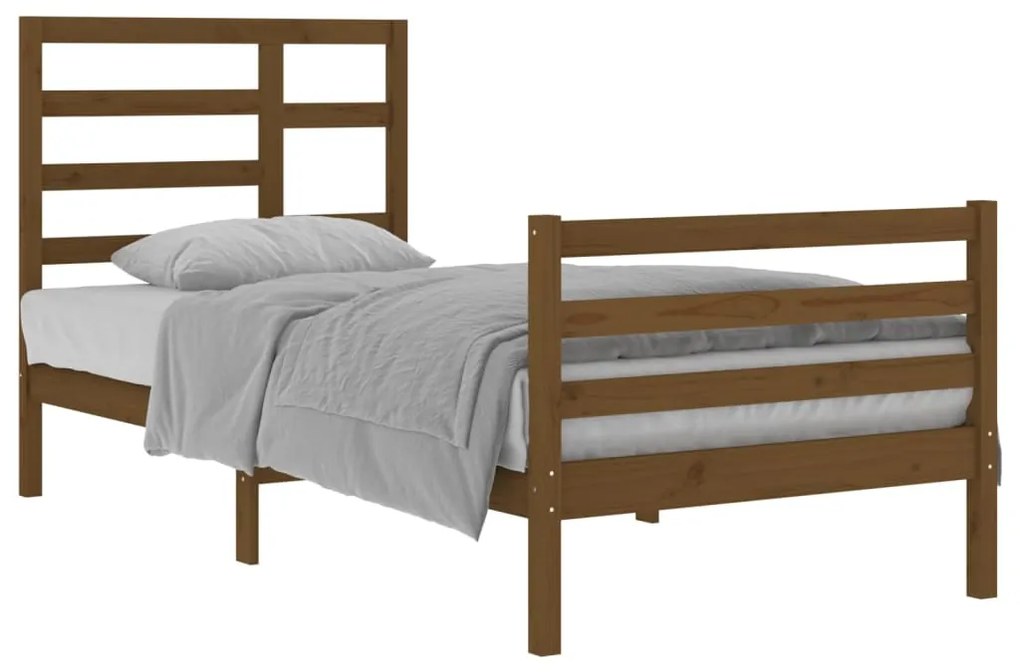 Estrutura de cama 90x200 cm madeira maciça castanho mel